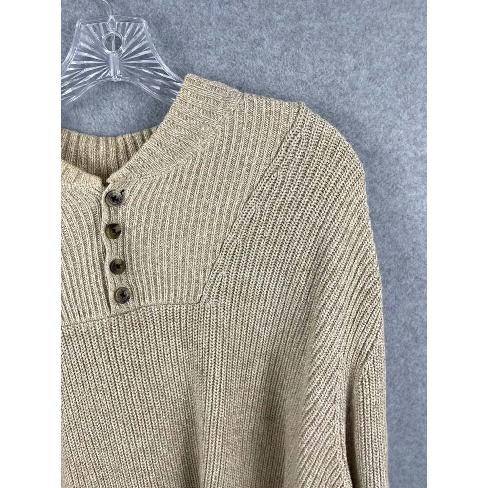 Eddie Bauer Sweater Men's 2XLT Brown 1/4 Button Pullover Crew Neck‎ Long Sleeve - Picture 3 of 9